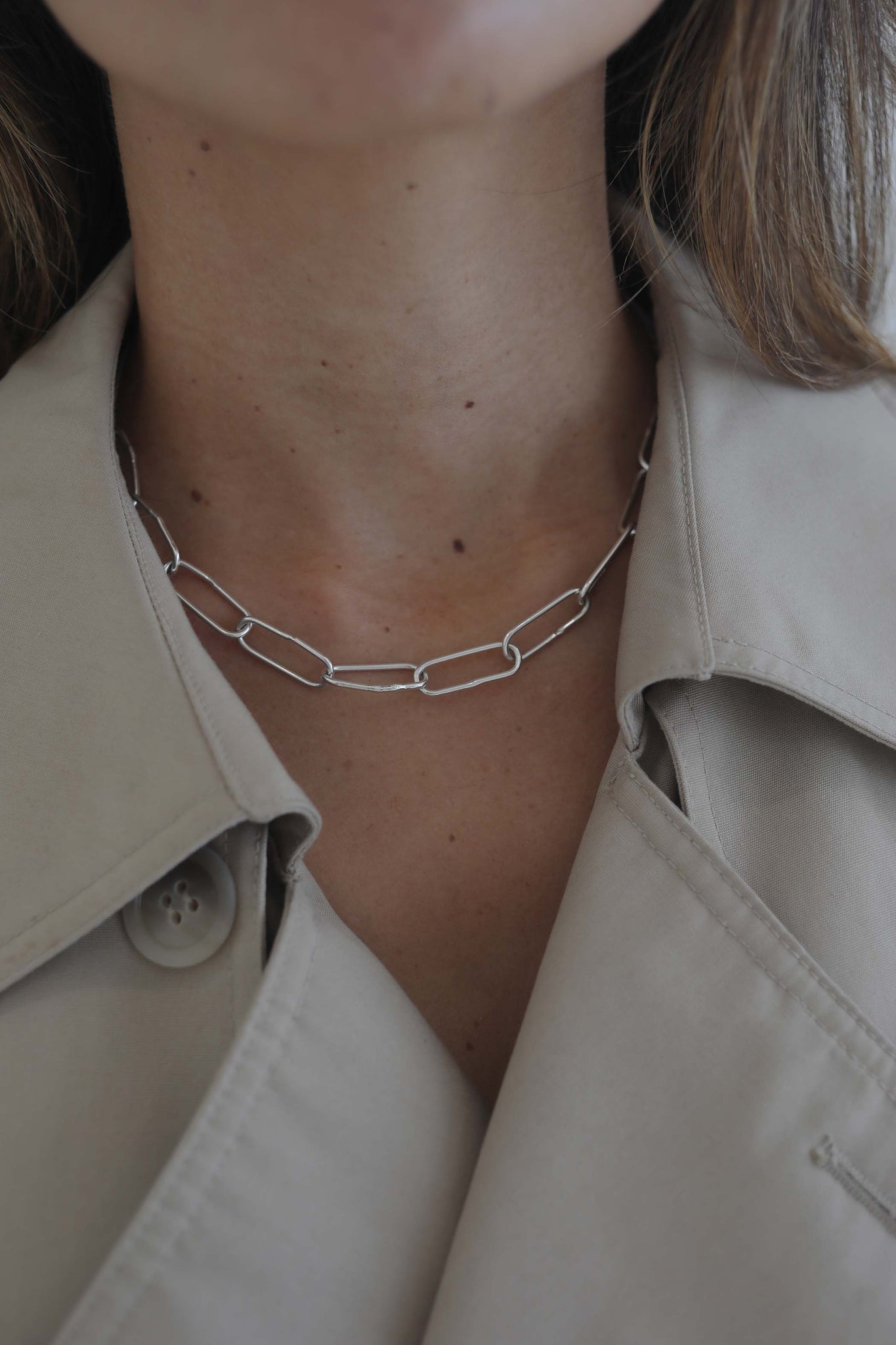 Thick Hardware Necklace Silver